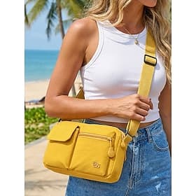 Women's Waterproof Nylon Crossbody Bag, Multi-Color Large Capacity Travel Purse with Multiple Pockets, Adjustable Strap for Vacation, Daily Casual  Outdoor Spo