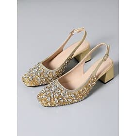 Women's Gold Satin Heeled Sandals - Elegant Butterfly Cutout Dress Shoes with Rhinestones Ankle Strap for Cocktail Party, Evening Prom Wedding Guest