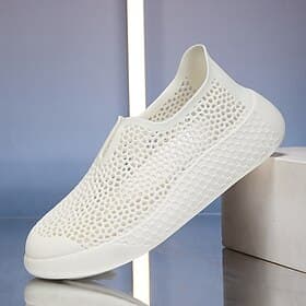 Men's Breathable Hollow-Out Slip-On Sneakers, Lightweight Summer Walking Shoes for Travel, Outdoor, Daily Wear