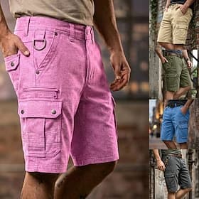 Homme Pantalon cargo Shorts cargo Shorts Short décontracté Avec Poches Poche à Rabat Uni Longueur Genou Occasionnel Extérieur Vêtements de rue Mode Streetwear