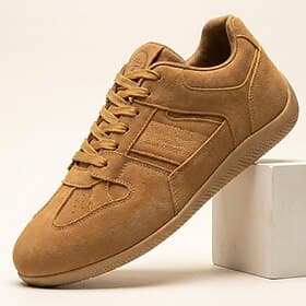 Men's Suede Look Lace-Up Sneakers, Retro Casual Low Top Shoes for Streetwear, Travel, Daily Walking and Weekend Outfits