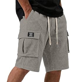 Men's Cargo Shorts Shorts Casual Shorts Corduroy Shorts Pocket Elastic Waist Plain Textured Comfort Breathable Knee Length Casual Outdoor Beach Vacation Fashio