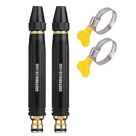 2 Pack High Pressure Garden Hose Nozzle, Heavy Duty Power Washer Spray Nozzle with 2 Adjustable Hose Clamps, Direct Injection Water Gun for Car Washing, Gutter