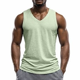 Homme Débardeur en lin T-shirt sans manches Sans manches Col en V Été Uni Mode Basique Bohème Mince Flexible Pur Occasionnel Plage Vacances Noir Blanche Bleu T