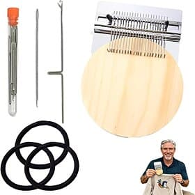 Knitting Patch Maker 2.0 Set- Portable Small Darning Machine with 10 Hooks, Suitable for Quick Fabric Repair, Clothing Mending, All-Season Sewing, Compatible w