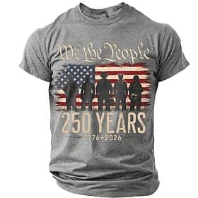 4 juli 2026 250e Voor heren Amerikaanse vlag 1776 T-shirt Korte mouw T-shirt 3D-afdrukken Strakke ronde hals Overhemd Vaderlandslievend Dagelijks Festival blau thumbnail 10