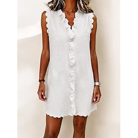 Femmes Mini robe Robe Décontractée Robe d'été Basique Classique Quotidien Vacances Coupe régulière Uni Sans manches Col ras du cou Bleu Blanche Rouge Vert Été