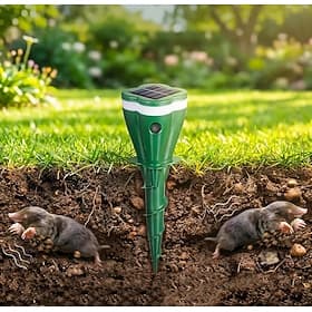 Mole Repellent Solar Powered, Ultrasonic Gopher Repeller IP65 Waterproof for Lawn Garden Yard, Sonic Vole Repellent Mole Killer Outdoor Get Rid of Snake Ground