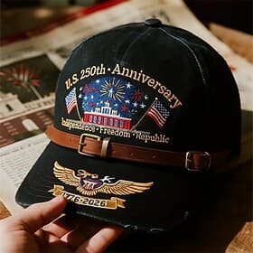 Homme Chapeau du 250e anniversaire des États-Unis Casquette de baseball Chapeau de Soleil Casquette Bleu Noir Polyester Imprimé Patriotique Mode Occasionnel Ru