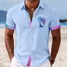 Homme Cocotier Plantes Tropicales Chemise Chemise hawaïenne Chemises tropicales Manche Courte Hawaïen Occasionnel Fête Tenue de plage Été Printemps Col Rabattu