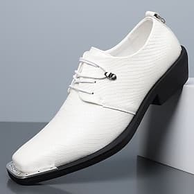 Weiße Herren-Schnürschuhe mit eckiger Spitze, minimalistische, formelle Oxfords – elegante Herrenschuhe für Geschäftsleute, Hochzeiten, Bankette und festliche