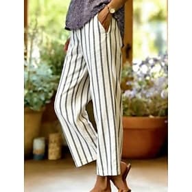 Femmes Chinos Pantalon décontracté Vacances ancien Style Ethnique Longueur complète Taille haute Graphique Lignes / Vagues Broderie Avec Poches Impression Conf