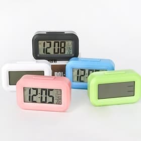 1ps Multi-functional Electronic Clock - Student Dormitory Bedside Electronic Clock with Night Light, Temperature, Time, and Small Alarm, Desktop Table Clock
