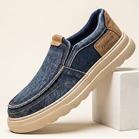 Men's Denim Slip-On Loafers, Soft Casual Walking Shoes, Lightweight Comfort Shoes for Travel, Driving, Daily Wear