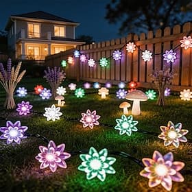 50/100 LED Solar Lotus String Lights 7/10m Outdoor Waterproof Garden Balcony Fence Holiday Yard Wedding Party Christmas Decoration