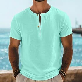 Homme T-shirt Tee-shirt Tricoté Manche Courte Col en V Été Couleur Unie Uni Mode Léger Basique Pur Occasionnel Vacances Rue Noir Violet Vert T-shirt haut de ga