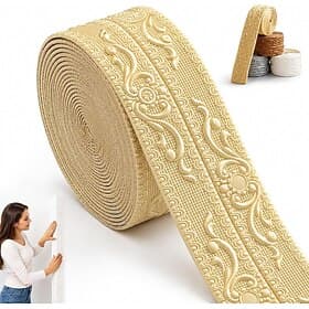 DIY Decorative Border Tape for Walls  Furniture, 32.8 ft x 3.94 in Self-Adhesive Peel and Stick Wall Molding, Flexible Foam Waterproof for Mirror Cabinet Ceili