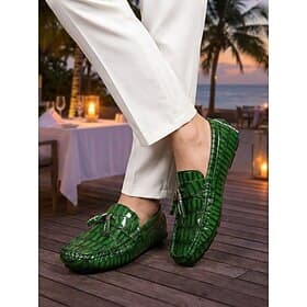 Men's Green Driving Loafers - Lightweight Comfort Slip-On Casual Shoes - Sophisticated Resort Evenings Footwear for Holiday Dinners, Seaside Relaxation and Sma