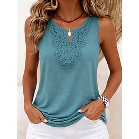 Women's Tank Top Plain Elegant Vintage Stylish Sleeveless V Neck Regular Tops Casual Daily Blue Black White Pink Ink Blue Summer Spring