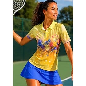 Mulheres Floral Camisa Esportiva Camisa polo de caminhada Camisa de tênis Camiseta de tênis Manga Curta Floral Botões UPF50 Resistente a UV Elasticidade Alta P thumbnail 4
