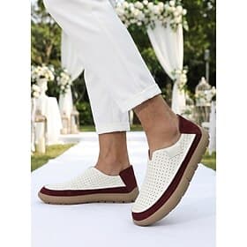 Men's Breathable Slip-On Loafers, Lightweight Perforated Casual Wedding Shoes, Comfortable Summer Shoes for Beach Wedding, Garden Party, Resort Wear