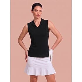 Women's Golf Polo Shirt Black Sleeveless Top Ladies Golf Attire Clothes Outfits Wear Apparel