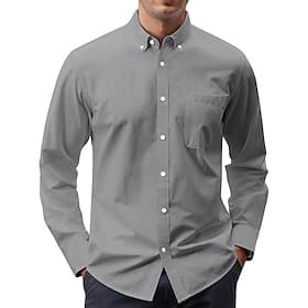 Per uomo Camicia elegante Camicia button-down Camicia Oxford Semplice All'aperto Lavoro Blu Nero Bianco Blu marino Manica Lunga Collo ripiegato Estate Primaver