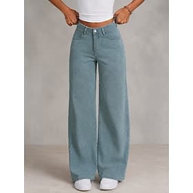 Per donna Jeans Gamba larga Chinos Pantaloni Larghi Moda Lunghezza intera Vita Alta Nero Blu chiaro Grigio Primavera