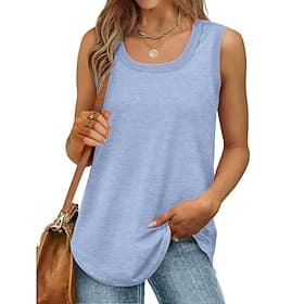 Women's Plus Size T Shirt Tank Top Tee Top Solid Color Elegant Vintage Sleeveless U Neck Regular Tops Casual Daily Sports Black White Pink Royal Blue Sky Blue