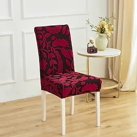 Stretch Jacquard Dining Room Chair Cover, Washable Removable Kitchen Slipcovers, Anti-Scratch Furniture Protector for Banquet Hotel