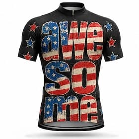250º Aniversário da América Homens Anti Atrito Camisa para Ciclismo American US Flag Manga Curta Moto Camisa / Roupas Para Esporte Blusas com 3 bolsos traseiro thumbnail 2