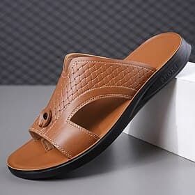 Men's Brown Toe Post Sandals Casual Summer Flip Flops Lightweight Comfort Beach Footwear for Vacation Travel, Resort Wear, Daily Leisure and Warm Weather Relax