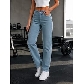 Femmes Jeans Pantalons moulants Chinos Mode Longueur complète Taille haute Confort Non Elastique Vacances Formel Noir Bleu ciel Gris Printemps Coupe Slim thumbnail 2