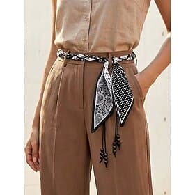 Ceinture bohème pour femme en polyester imprimé, accessoire à nouer multicolore idéal au quotidien, pour des tenues décontractées, des vacances ou des occasion