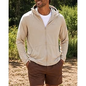 Herren Einfarbig Laufjacke Outdoorjacke Kapuzenjacke Sommer Frühling Taschen Vollreißverschluss Langarm Sonnenschutz Winddicht Leicht Atmungsaktiv Angeln Wande