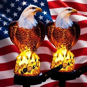 U.S. 250th Anniversary 4th of July Outdoor Solar Waterproof Eagle Garden Stake Lights, 2 Pcs, Yard, Lawn, Pathway, Patio, Lawn Decor, Holiday Party Landscape L