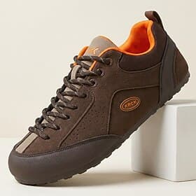 Men's Brown Outdoor Sneakers, Lace-Up Trail Walking Shoes, Durable Non-Slip Casual Shoes for Hiking, Travel, Daily Wear