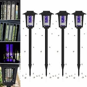Solar Bug Zapper Outdoor Waterproof Mosquito Repellent Light Solar Power Fly Killer lamp for Moths, Gnats, Fly Small Flying Insect Backyard Garden