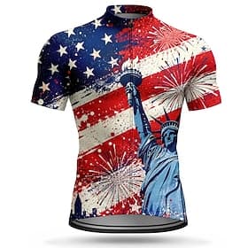 250º Aniversário da América Homens Anti Atrito Camisa para Ciclismo American US Flag Manga Curta Moto Camisa / Roupas Para Esporte Blusas com 3 bolsos traseiro thumbnail 5