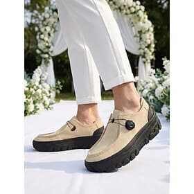 Men's Beige Slip-On Casual Shoes - Lightweight Comfort Walking Footwear - Modern Low-Top Shoes for Garden Weddings, Outdoor Ceremonies, Travel and Everyday Lei