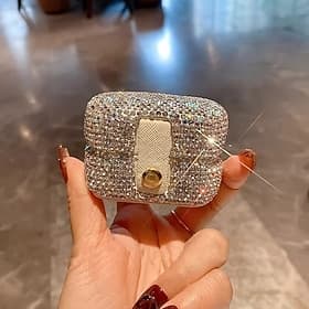 1pc Light Luxury Square Ring Jewelry Box with Artificial Diamond Inlay, Desktop Multi-functional Earring and Ear Ring Storage Box, Delicate Small Accessories O