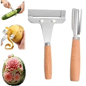 2pcs Adjustable Thickness Vegetable Peeler, Stainless Steel Y Peeler with Wooden Handle, Multifunctional Fruit Vegetable Slicer Peeler for Potato Pumpkin Kitch