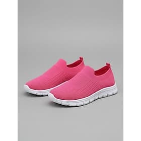 Atmungsaktive, rosafarbene Strick-Sneaker für Damen zum Hineinschlüpfen – bequeme, leichte Sportschuhe mit flexibler Sohle, lässige Schuhe für Alltag, Reisen u