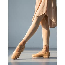 Women's Khaki Soft Leather Ballet Dance Shoes – Split Sole Slip-On Ballet Flats with Elastic Straps for Modern Dance, Yog, Studio Training Stage Practice