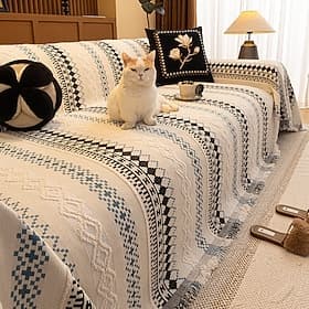 Universal All-Season Sofa Cover - Non-Slip Cat Scratch Resistant Couch Throw - Durable Full Coverage Furniture Protector  Multi-Size Sofa Blanket