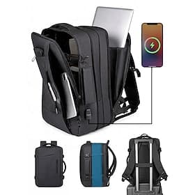 Student Laptop Backpack for Teens Men Women, Expandable Waterproof Polyester School Bag, Large Capacity Multi-Compartment Travel Backpack with USB Port  Luggag