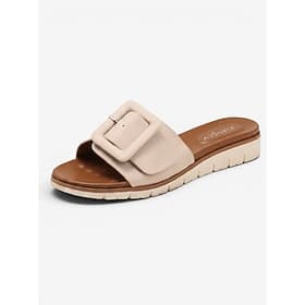 Women's Almond Comfort Slide Sandals with Arch Support - Lightweight All-Day Comfort Adjustable Width Strap Sandals with Non-Slip Sole for Indoor, Walking, Tra