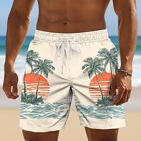 Homme Cocotier Plantes Tropicales Maillots de bain Maillots de bain shorts de bain Shorts de Surf Taille Moyenne Hawaïen Quotidien Vacances à la Plage Poches L thumbnail 7
