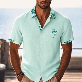 Homme Cocotier Plantes Tropicales Chemise Chemise hawaïenne Chemises tropicales Manche Courte Hawaïen Occasionnel Fête Tenue de plage Été Printemps Col Rabattu thumbnail 2