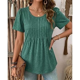 Women's Summer Tops Stylish Classic Short Sleeve Crew Neck Long Tops Casual Blue Black White Light Green Pink Summer Spring
